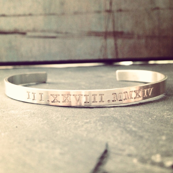 Sterling Silver Cuff Bracelet - Two sided stamping - Custom Matte Silver Secret Message Personalized Mother Children Child Mom Baby Wife