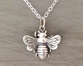 Sterling Silver Bee Necklace Honey Bee Necklace Gold Bee Necklace