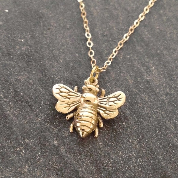 Gold Bee Necklace Honey Bee Necklace Rose Gold