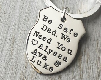Custom Silver Badge Keychain - Gold Badge Hero Keychain Officer Police Father  Mother Brother Mother Sister Uncle Aunt Cousin Uncle Friend