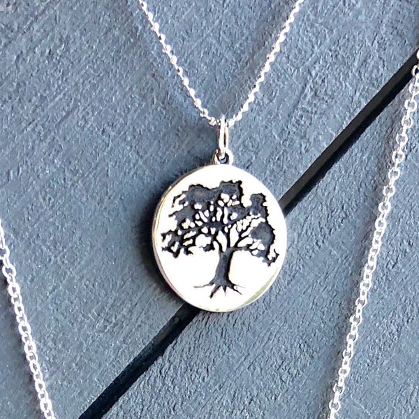 Sterling Silver Oak Tree Necklace