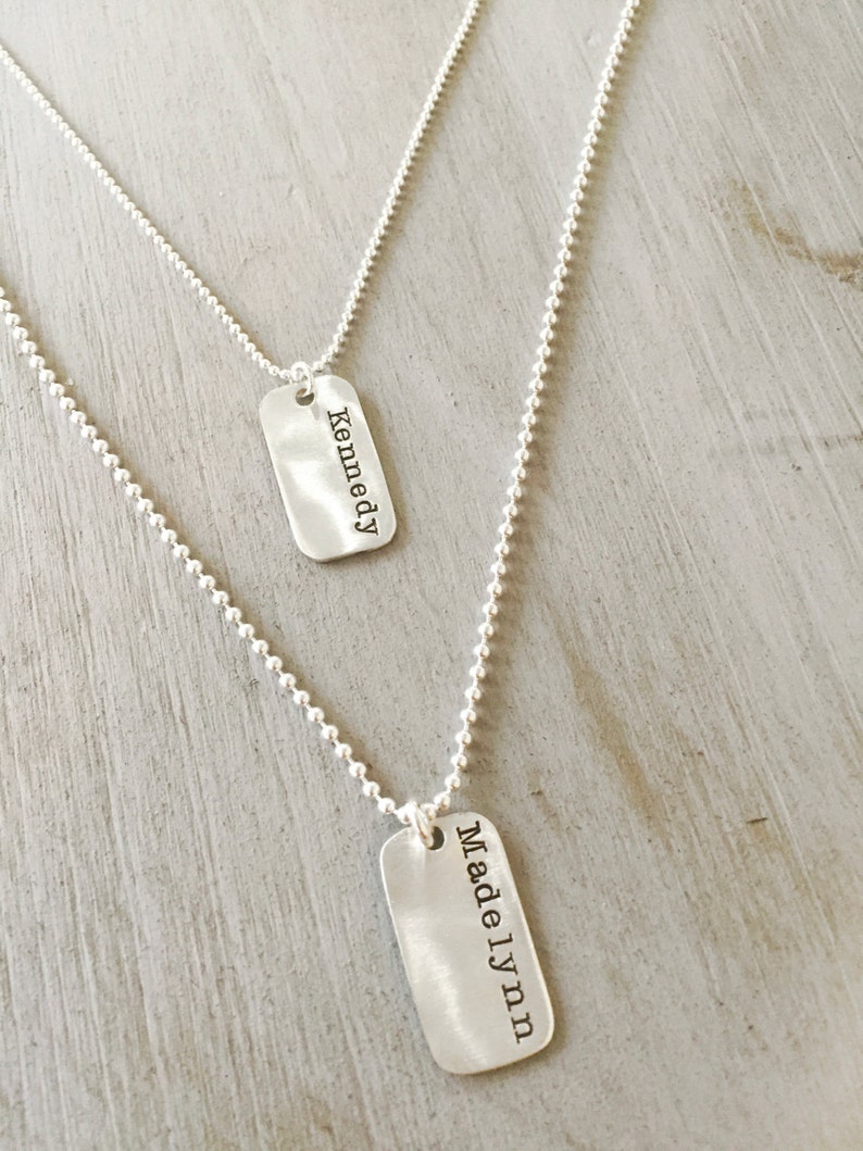 Sterling Silver Custom Small Dog Tag Necklace Silver Etsy