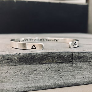 Sterling Silver Cuff Bracelet Secret Message Cuff Custom Matte Personalized Mother Children Child Mom Baby Wife Inside and Outside