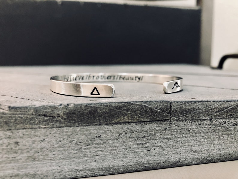 Sterling Silver Cuff Bracelet Secret Message Cuff Custom Matte Personalized Mother Children Child Mom Baby Wife Inside and Outside