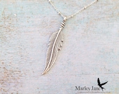 Sterling Silver Feather Necklace Sterling Silver Native American Feather Necklace Sterling Silver Indian Feather Necklace