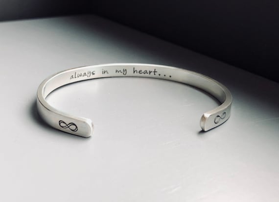 Secret Message Cuff Custom Matte Personalized Mother Children Child Mom Baby Wife Sterling Silver Cuff Bracelet