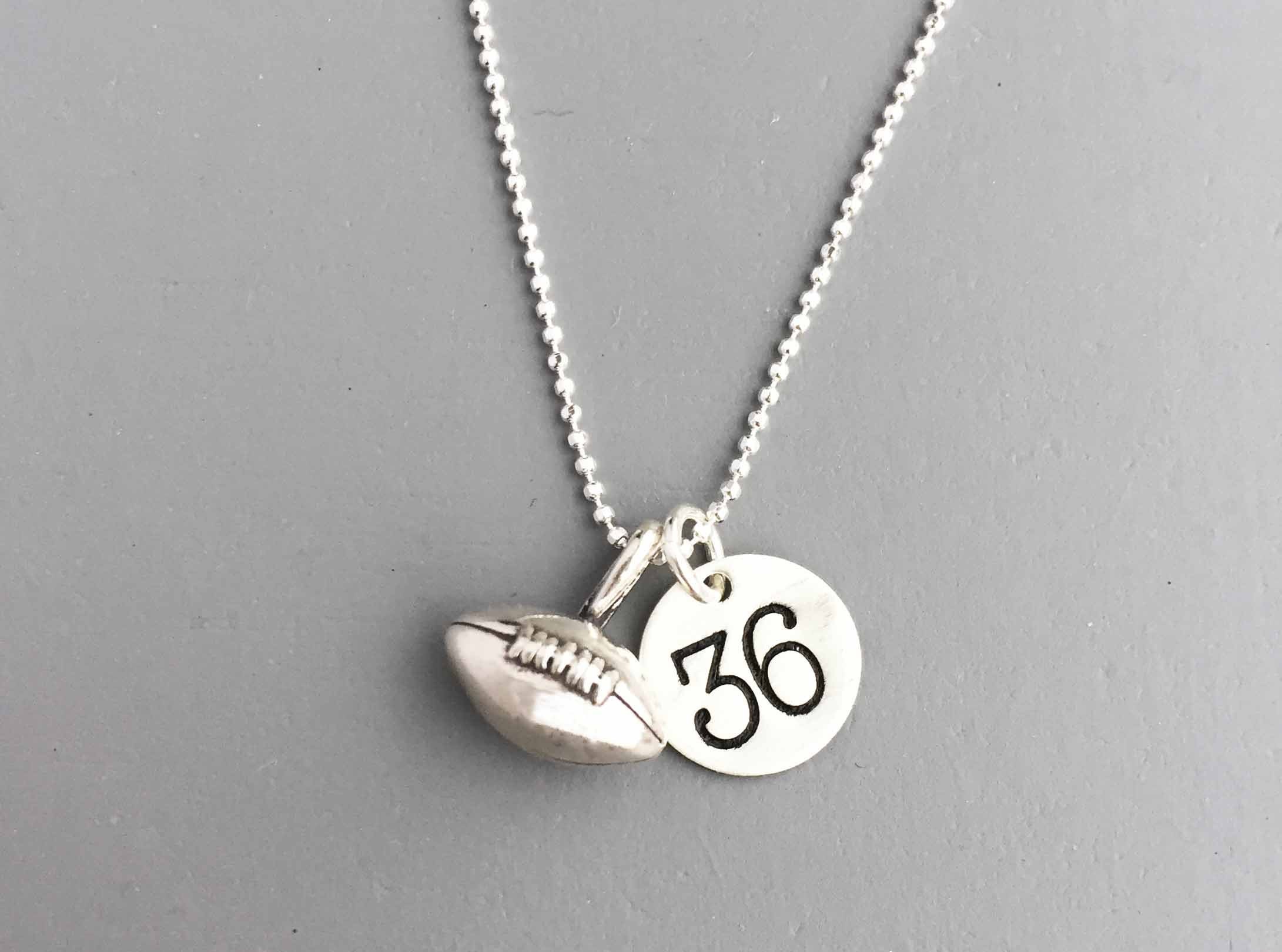 Sterling Silver Football Necklace 