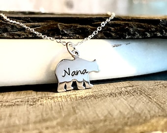 Sterling Silver Nana Bear Necklace Mama Bear