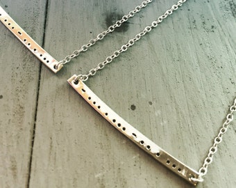 Custom Sterling Silver Bar Necklace Thin Bar Necklace Morse Code Necklace