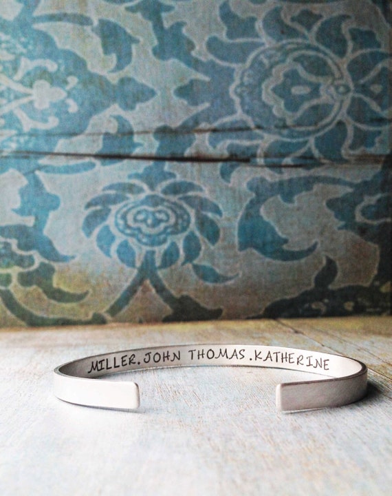 Sterling Silver Cuff Bracelet - Secret Message Cuff Custom Matte Personalized Mother Children Child Mom Baby Wife