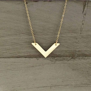 Rose Gold Chevron Mixed Metals Necklace Silver Rose Gold V Necklace image 2