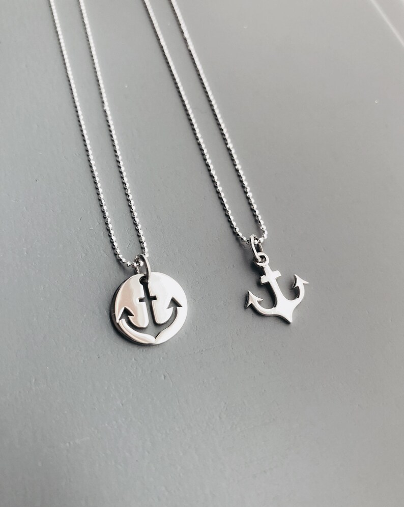 Sterling Silver Anchor Necklaces Best Friend Sister Mom Etsy