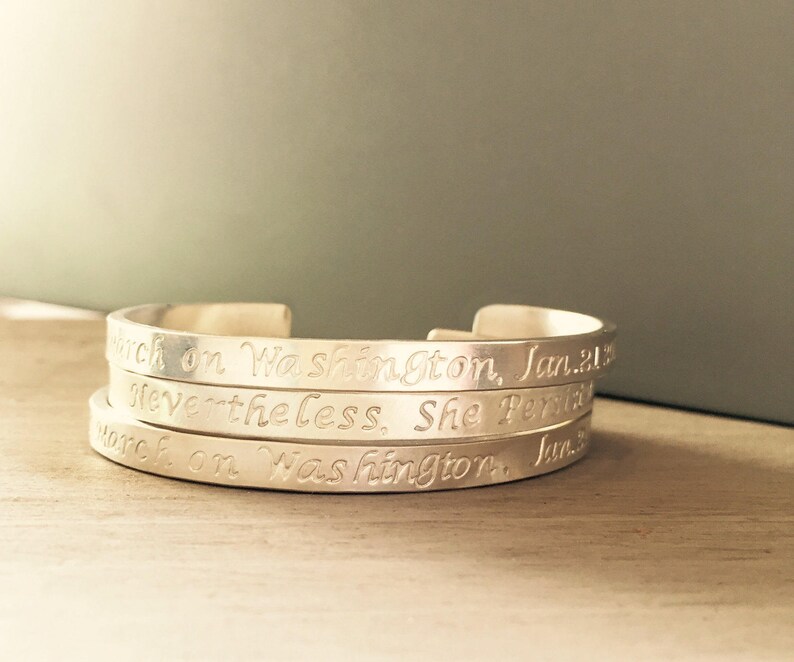 Sterling Silver Cuff Bracelet Secret Message Cuff Custom Matte Personalized Mother Children Child Mom Baby Wife Outside