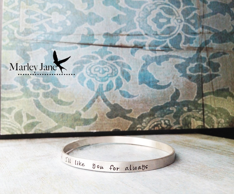 Sterling Silver Bangle Bracelet Custom Matte Silver Secret Message Personalized Mother Children Child Mom Baby Wife image 1