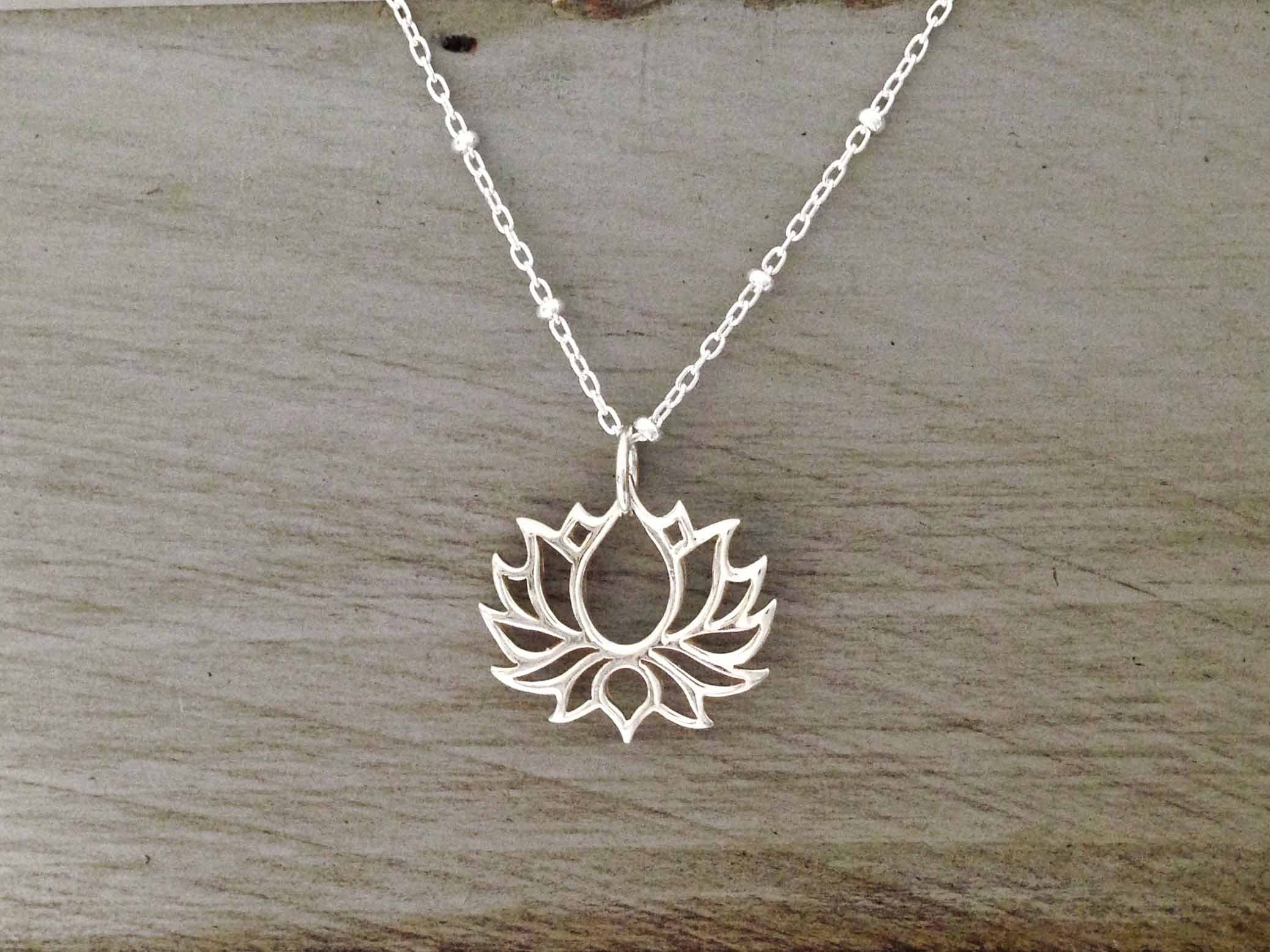 Sterling Silver Blooming Lotus Necklace Yoga jewelry lotus | Etsy