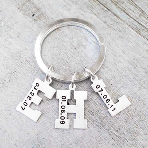 Sterling Silver Custom Initials Keychain Sterling Silver Letter Keyring ...