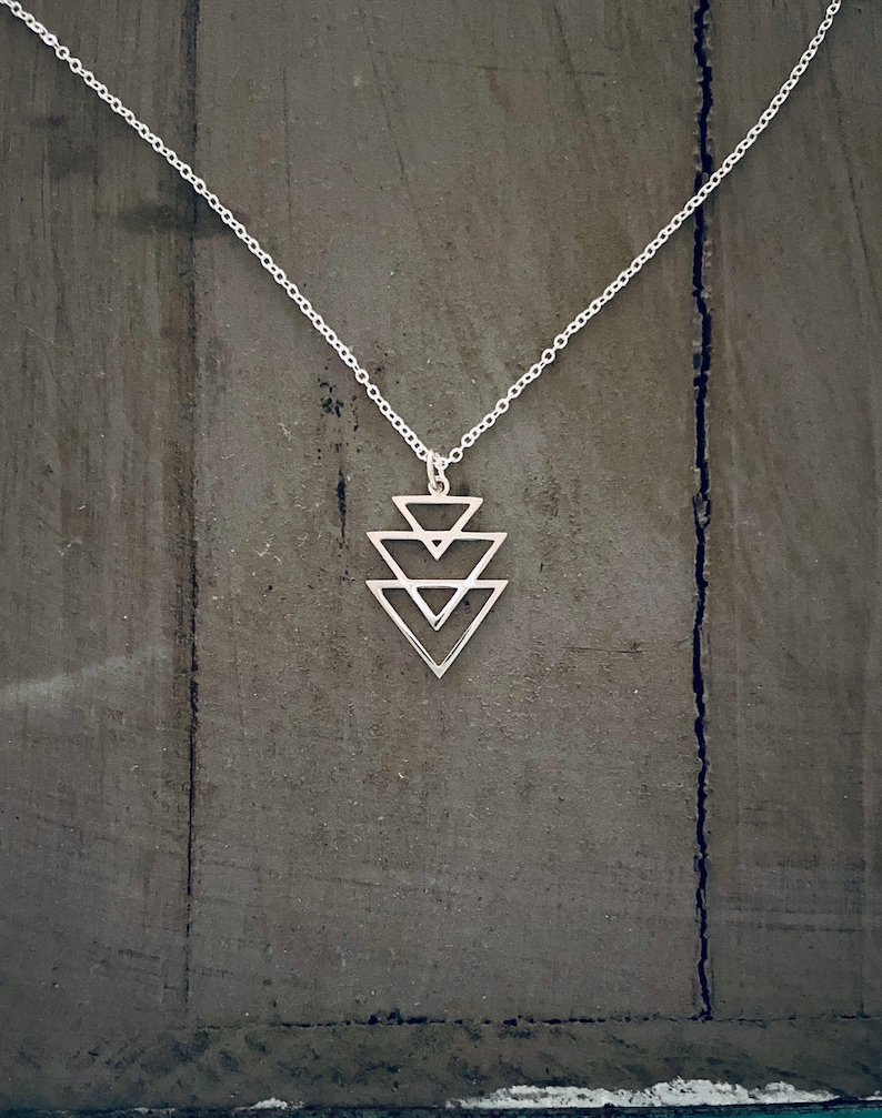 Sterling Silver Triangle Necklace Layering | Etsy