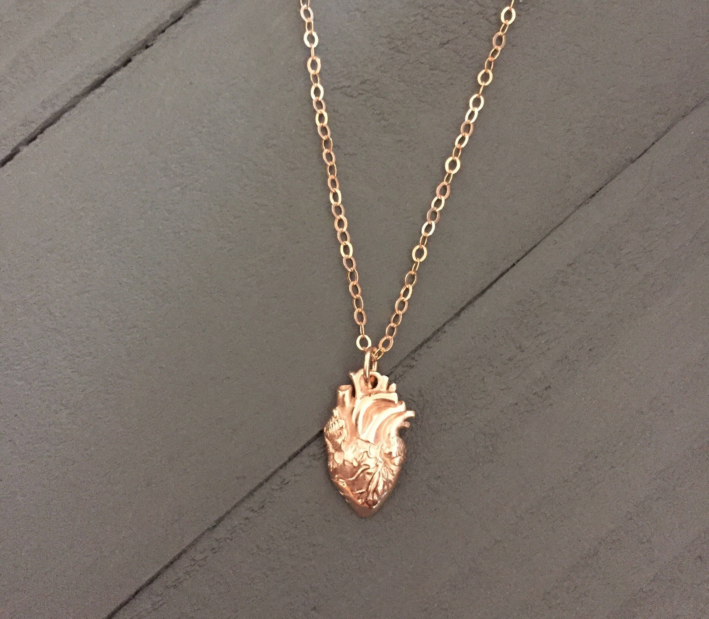 Rose gold sale anatomical heart necklace