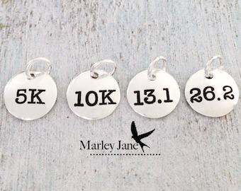 Distance Charm Add On Sterling Silver Running Bicycling Biking Swimming Marathon Triathalon