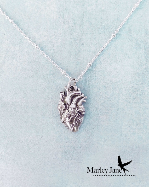 HEART with VALVES Pendant on 925 Sterling Silver Necklace Chain Medical Student HEART with VALVES Pendant on 925 Sterling Silver Necklace Chain Medical Student
