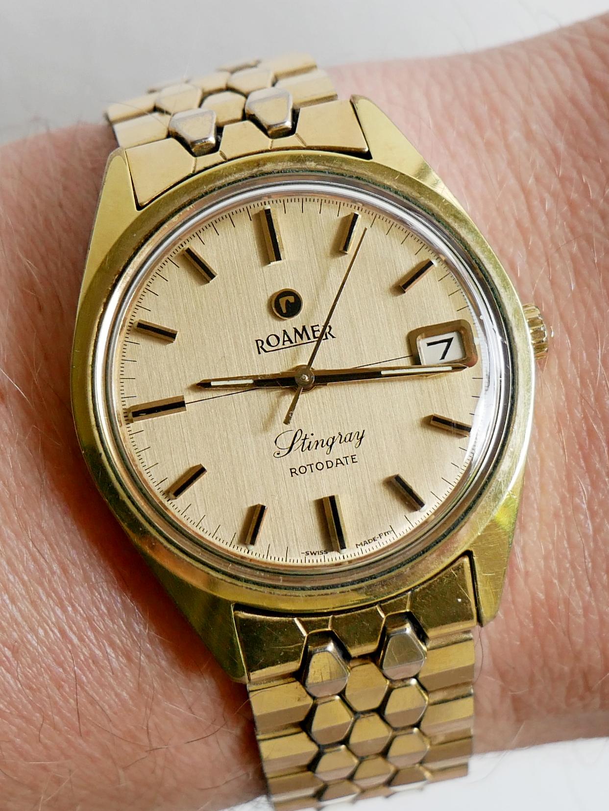 Roamer Stingray Rotodate Automatic Gold Original Logo Plexi