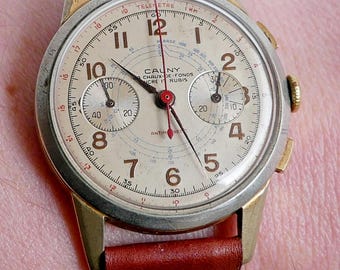 Montre Vintage Cauny Chaux-des-Fonds – Mécanique Manuelle – Boîtier Acier Doré 38mm – Années 1950 – Avec Boîte