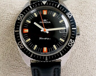 Mondia Friendship Diver Black Dial Watch - Etsy