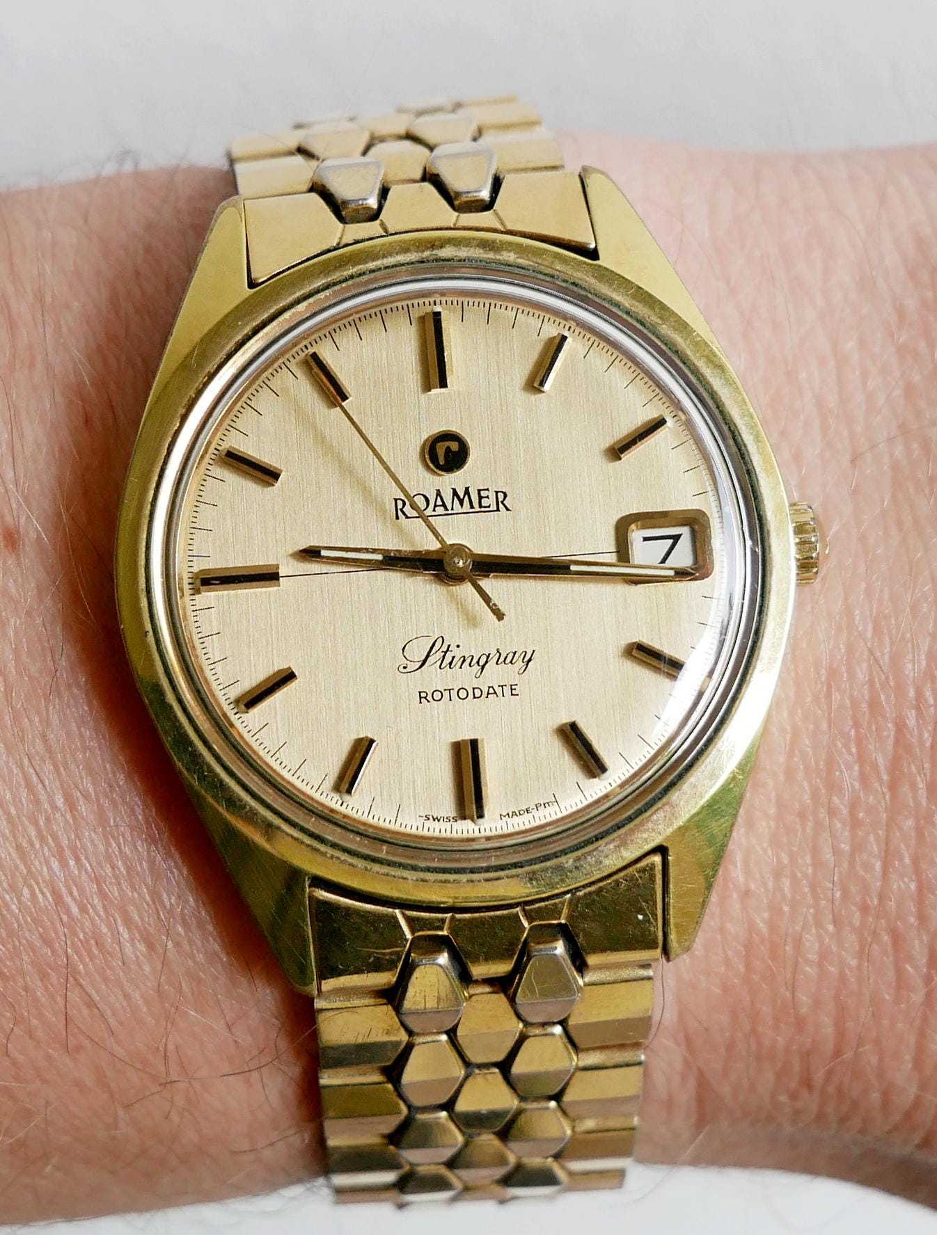 Roamer Stingray Rotodate Automatic Gold Original Logo Plexi