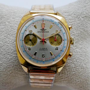 Dugena Chronograph silver gold panda dial