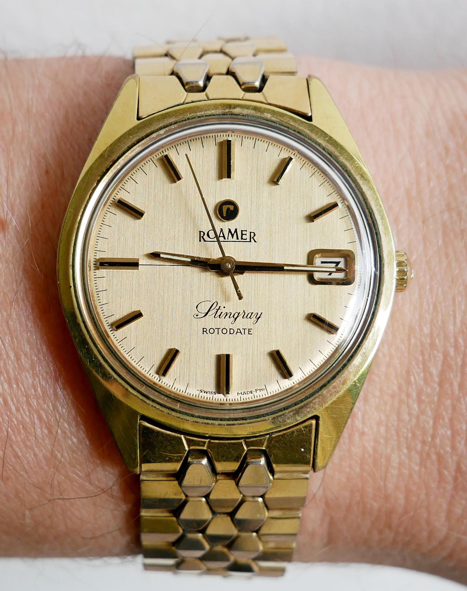 Roamer Stingray Rotodate Automatic Gold Original Logo Plexi