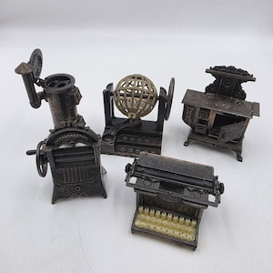 5 Vintage Diecast Miniature Sharpeners Collectable (2 Are Play Me Spanish Brand)