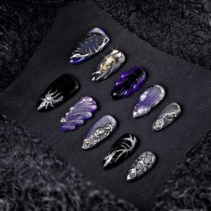 Amethyst Armor - 3D Homemade Press-on Nails