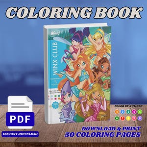Libro para colorear por números: Hadas, 50 páginas (descarga digital en PDF)