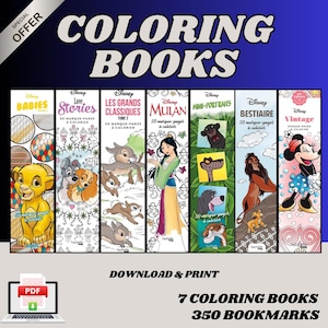 Marcapáginas vintage para colorear con dibujos animados: 350 diseños imprimibles (PDF)