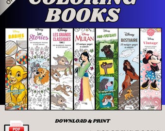 Vintage Cartoon Coloring Bookmarks Set: 350 Printable Designs (PDF)