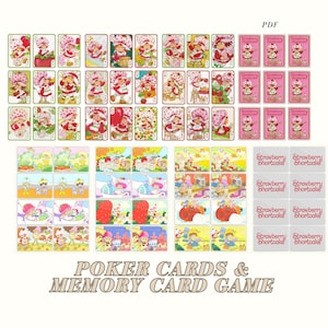 Kaartspelset Geheugen en poker Instant Digitale download PDF Afdrukbaar Volwassen kinderen Leuk Logica Creatieve puzzel Familietijd Vakantie DIY Cadeau Spelen