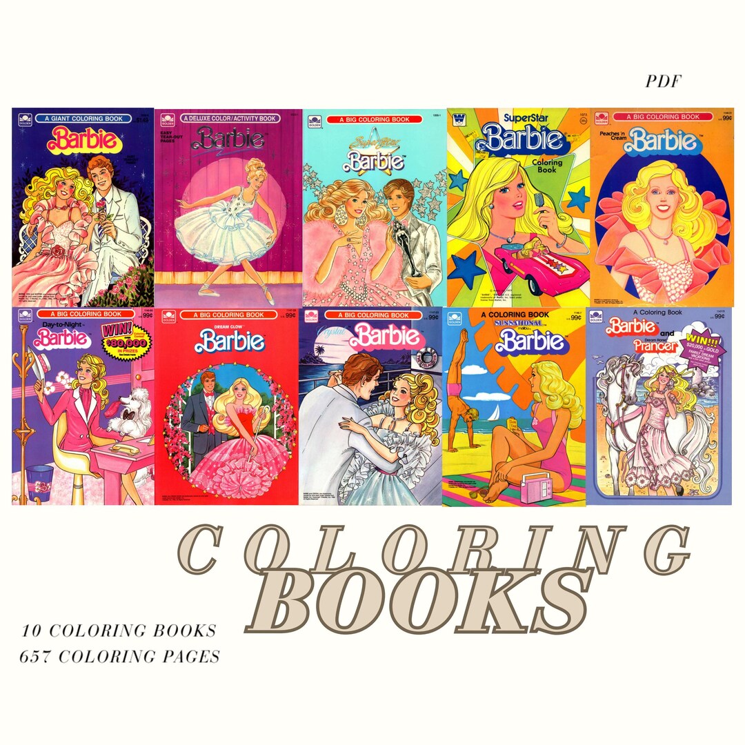 Vintage Coloring Books Set of 10 Printable 657 Pages 70s-90s PDF ...