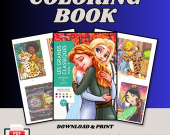 Livre couleur par numéros : dessins animés classiques, 100 pages (téléchargement numérique PDF)