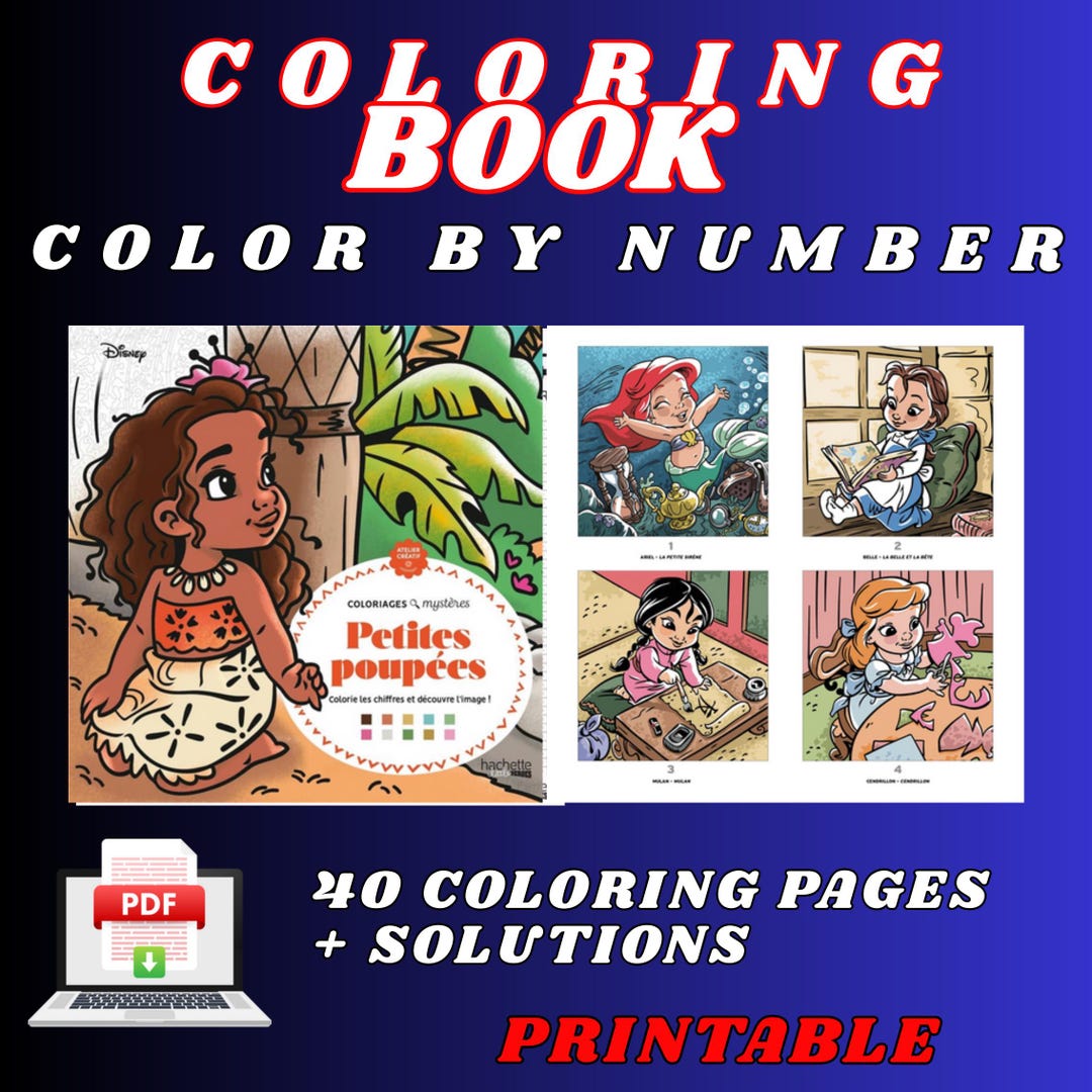 Coloring Book With Pattern Numbers .pdf Color by Number Book: 40 Retro Art Pages - DIY Printable (PDF Download ...