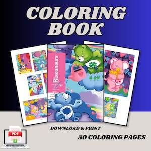 Boek in kleur op nummer: retro tekenfilmbeer, 50 pagina's (digitale pdf-download)