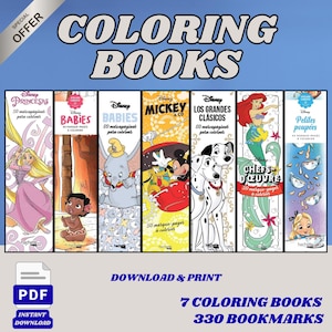 Vintage Cartoon Coloring Bookmarks Set: 330 Printable Designs (PDF)
