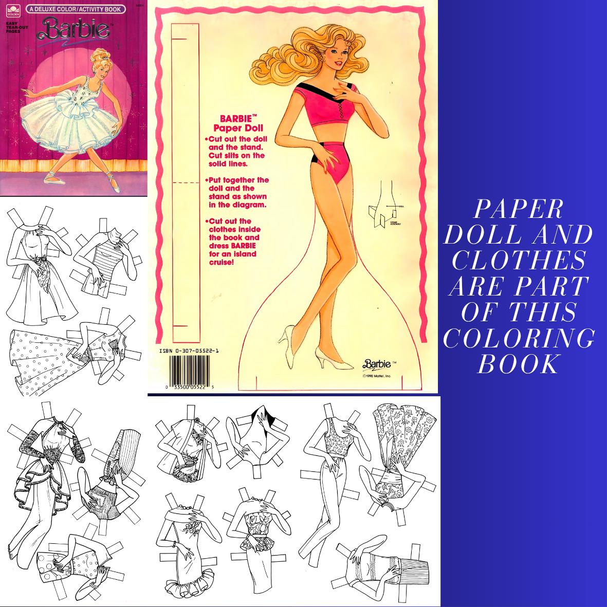 Vintage Doll Coloring Books Set: 70s-90s Retro Art (PDF Download