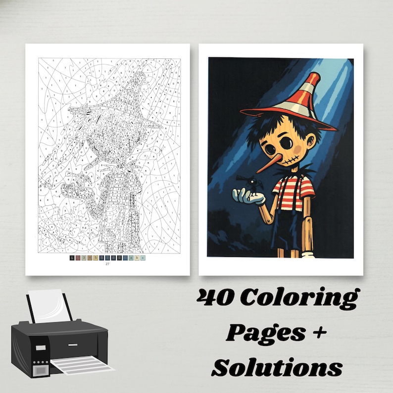 Libro da colorare con i numeri: Serie TV horror, 40 pagine (download digitale in PDF) immagine 2