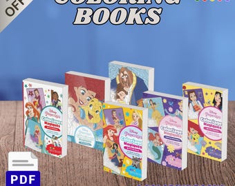 Puede incluir: Una colección de seis libros de colorear por números de las Princesas Disney con varios personajes en las portadas. Los libros se muestran juntos, cada uno con ilustraciones coloridas y el texto Coloriages Magiques Mystères.