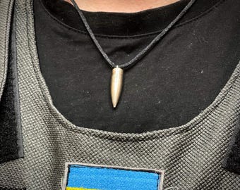 Real Fired Bullet Necklace – Battlefield Bullet Pendant, Ukraine War Relic Jewelry, Handmade Military Necklace, Symbol of Strength Gift