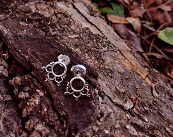 sterling silver bohemian decorative mandala earrings VINTAGE gypsy boho