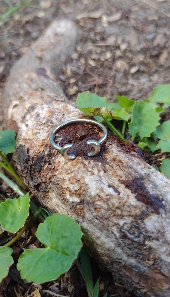 sterling silver open DOUBLE MOON RING vintage boh… - image 2