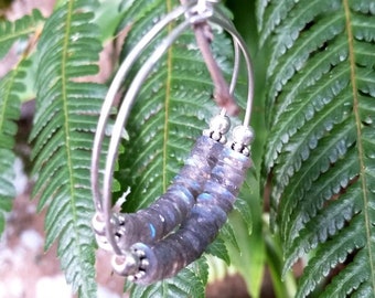 mystical sterling silver bohemian LABRADORITE hoop earrings