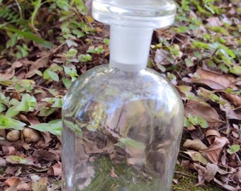 bohemian gypsy round glass bottle VINTAGE clear