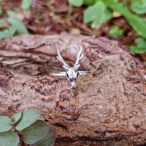 spirit animal MINI STAG SKULL sterling silver ring mystical magick amulet forest
